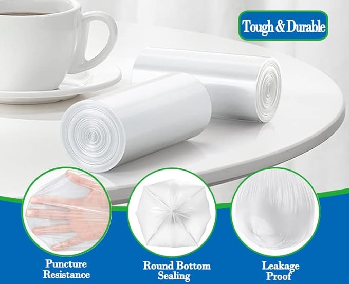 0.5 Gallon 250 pcs Mini Clear Trash Bags, Tiny Strong Garbage Bags, Small - Image 3