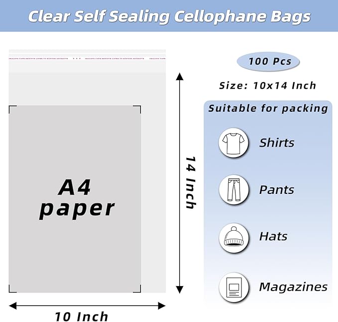 Clear Resealable Cellophane Plastic Bags Self Adhesive - Image 2