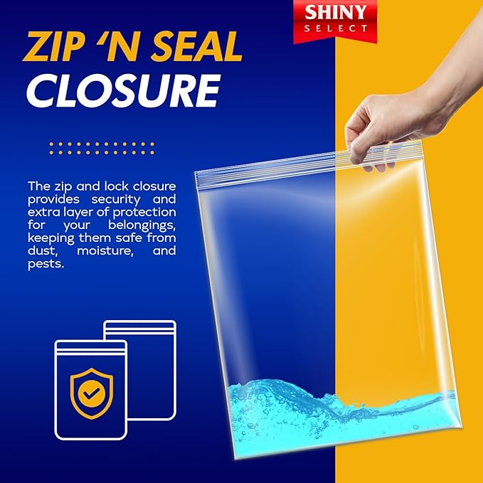 - 3 MILL THICK - 5 GALLON - Extra Large Heavy Duty Plastic Storage Bags Zipper - Image 3