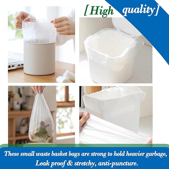0.5 Gallon 250 pcs Mini Clear Trash Bags, Tiny Strong Garbage Bags, Small - Image 6