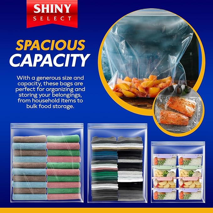 - 3 MILL THICK - 5 GALLON - Extra Large Heavy Duty Plastic Storage Bags Zipper - Image 6
